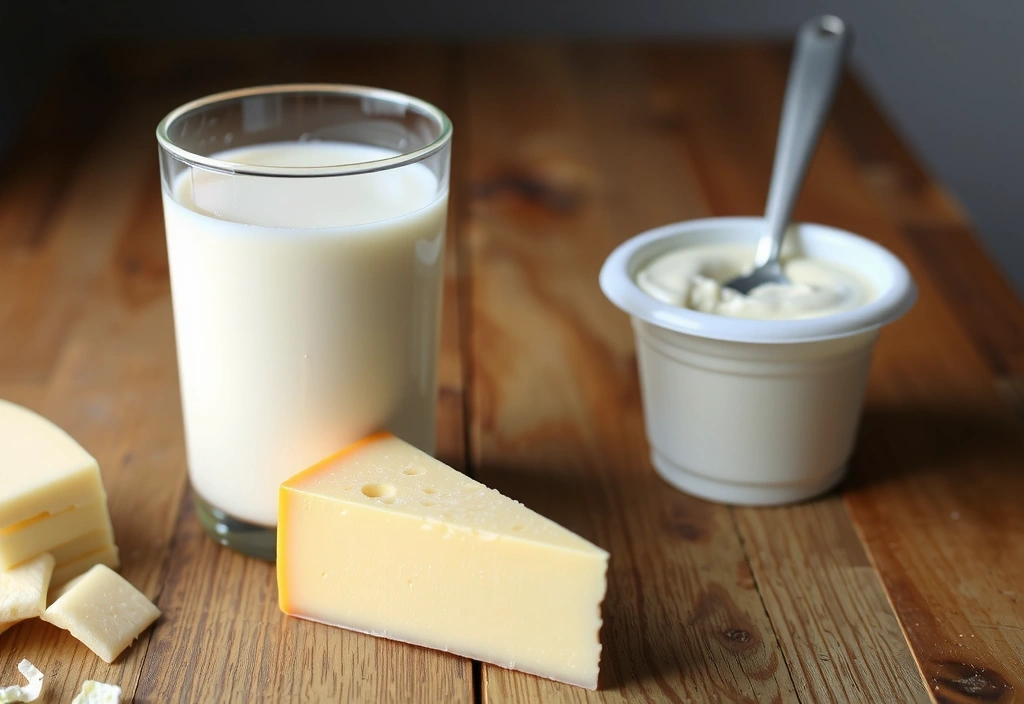 Vaso de leche y queso, fuentes ricas en calcio